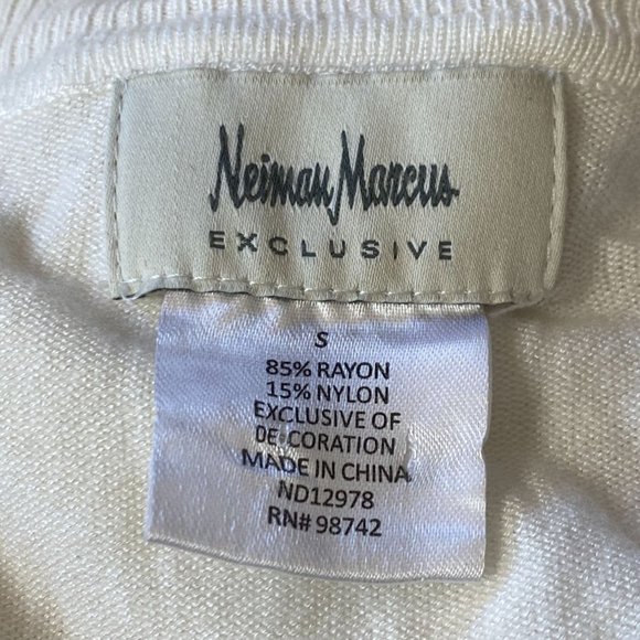 Neiman Marcus White Embellished Rhinestone Top S - Picture 6 of 7